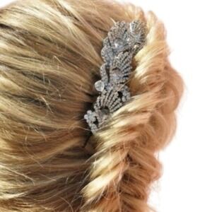 T+J Designs Sparkling Rhinestone Leaf Bridal Hair Comb *NEW*